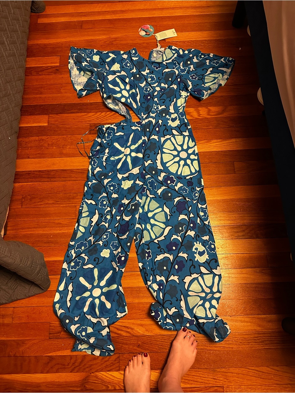RHODE Blue Floral Cutout Jumpsuit
